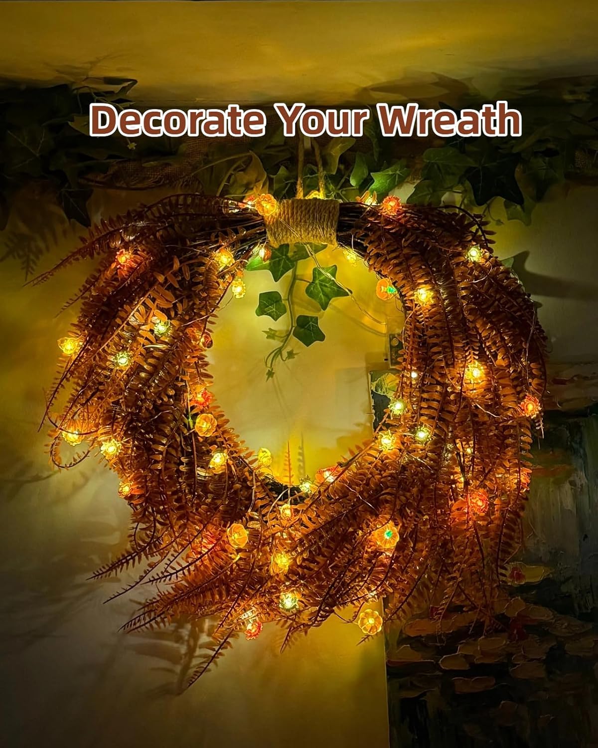 Fall Decor Lights 10Ft 30 LEDs Thanksgiving Decoration Battery Operated Acorn 3D Pumpkin Maple Leaf String Lights Fall Lights for Home Autumn Garland Harvest Halloween Party Christmas