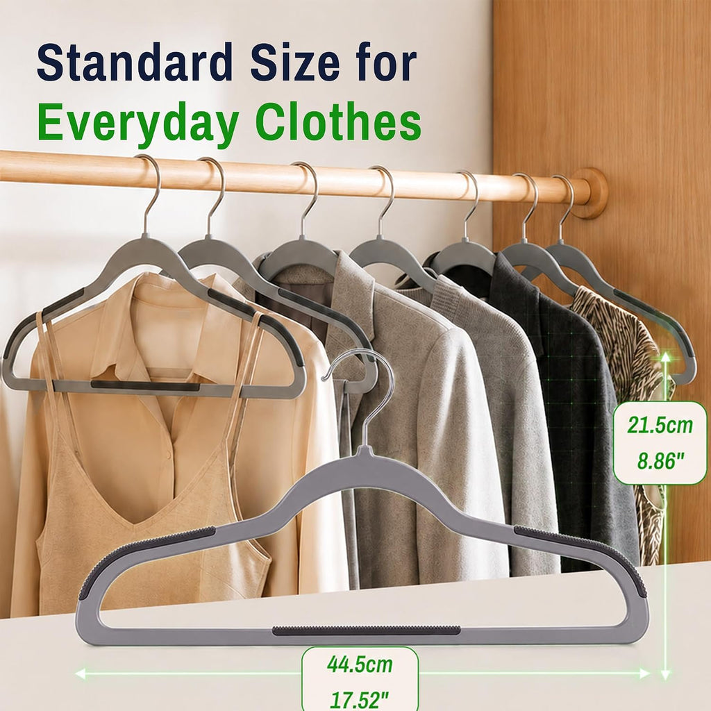 Plastic Hangers 30 Pack, Non-Slip Space-Saving Clothes Hangers, Gray