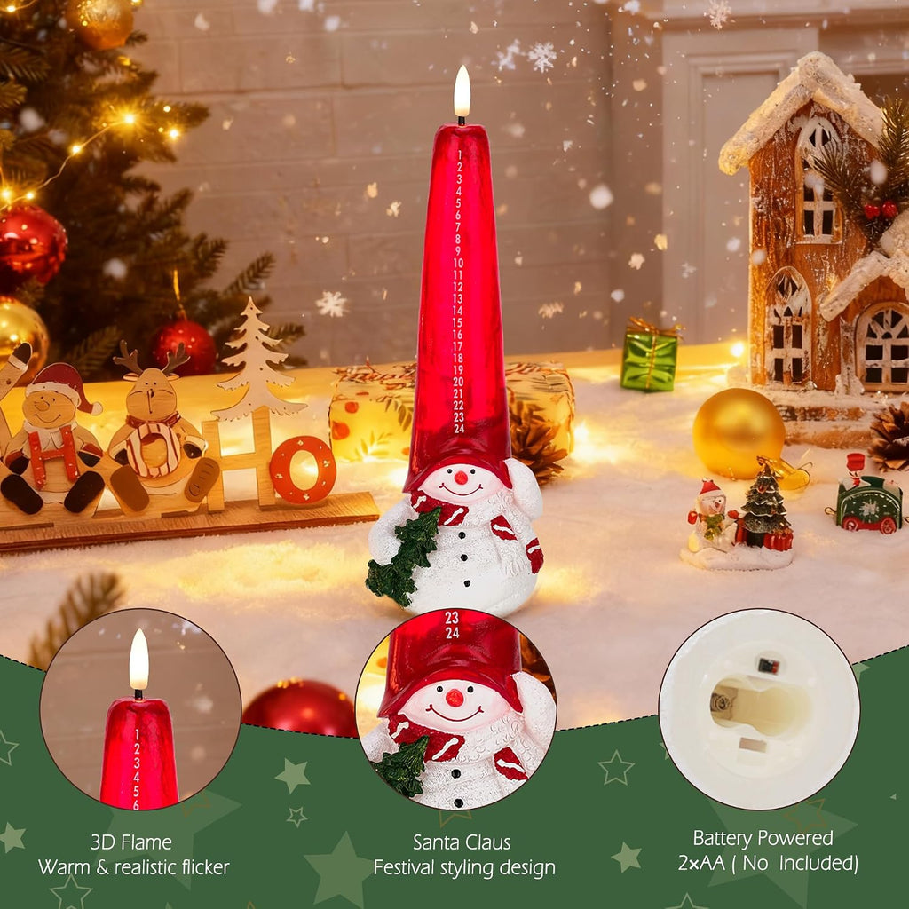 Christmas Flameless Candles with Remote, Snowman Shaped Countdown Candles