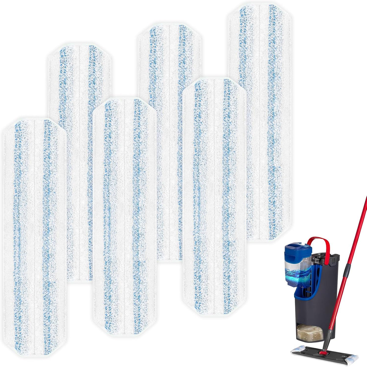 6 Pack H2prO Mop Pads Replacement for O Cedar H2prO Flat Mop System