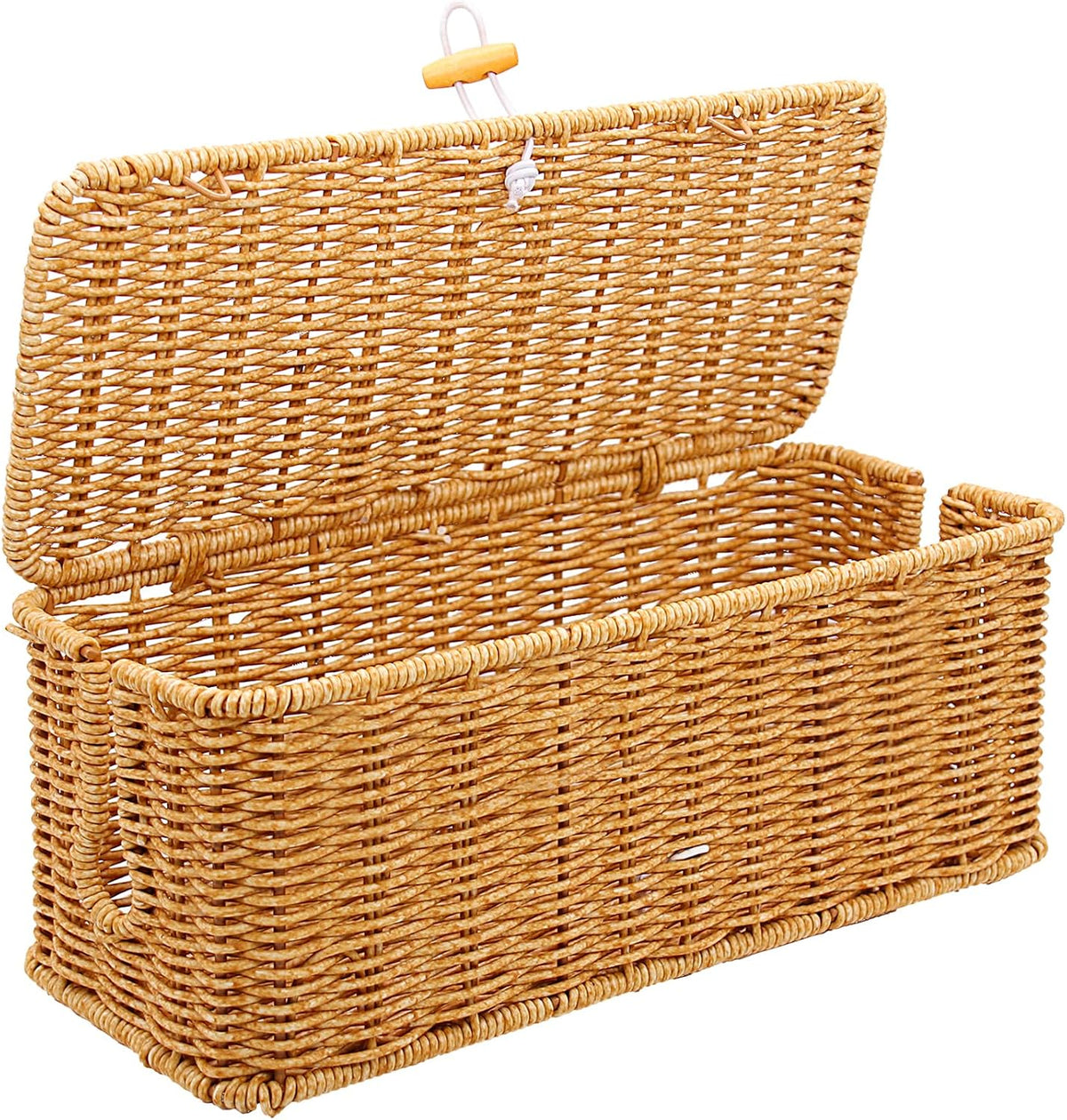 Cable Management Box, Handmade Rattan Cable Organizer Cord Basket