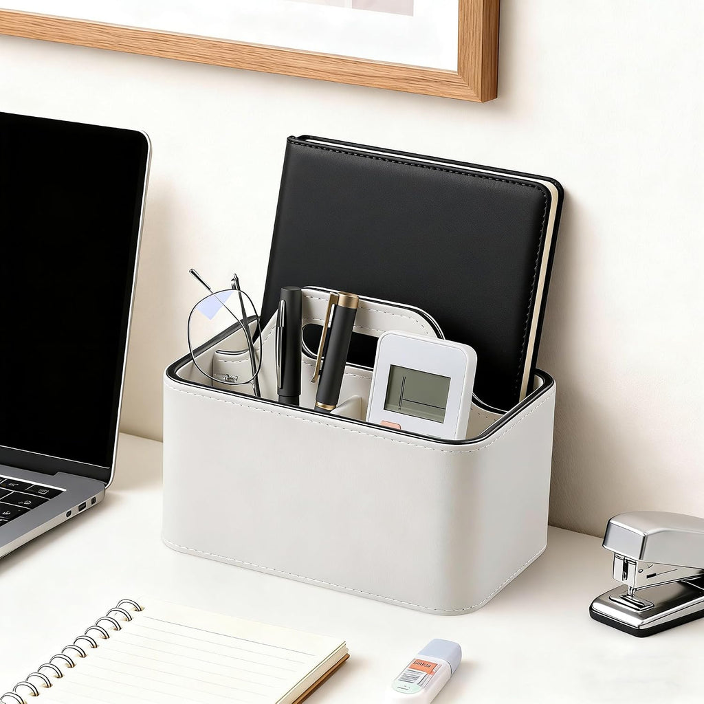 Remote Control Holder, Portable Desk Remote Organizer, Cream