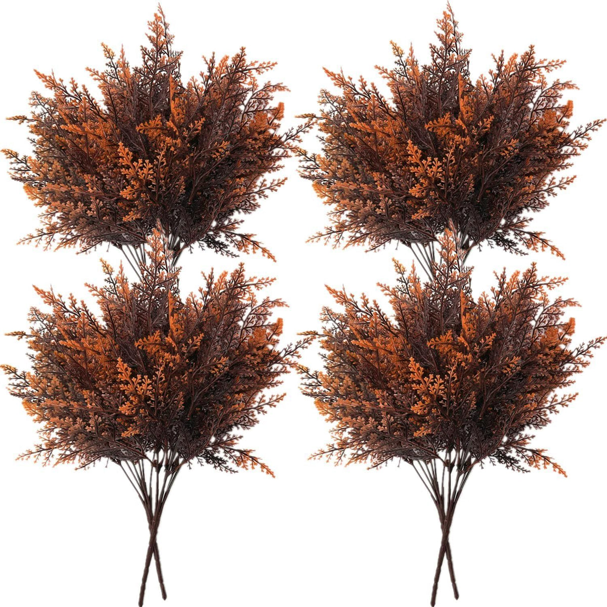 Artificial Ferns Shrubs Bushes, Faux Fern Leaves Plastic Plants Fake Boston Grass for Wedding Bouquet Indoor Outdoor Home Garden Verandah Kitchen Table Centerpieces Arrangements Decoration Red 8 Pack