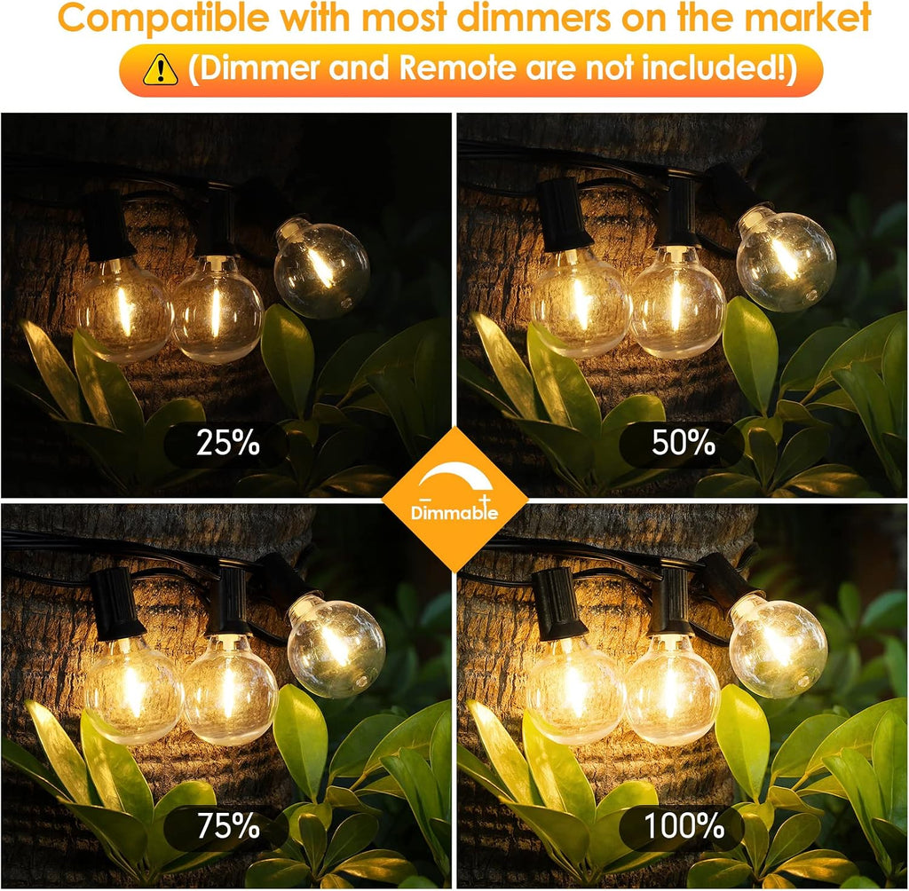 Mlambert 100Ft(2x50Ft) Outdoor String Lights, G40 Globe Patio Lights with 50+4 Waterproof Hanging LED Bulbs for Balcony Gazebo Deck Tents-Black Wire