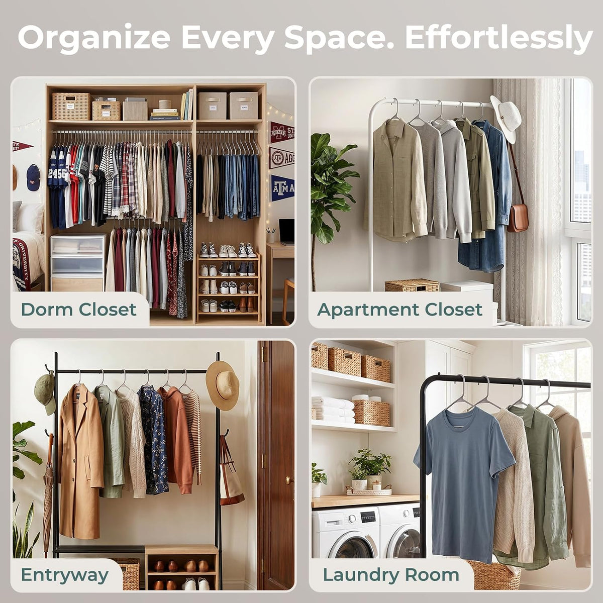HOUSE DAY Grey Plastic Hangers 20 Pack, Slim Space-Saving Clothes Hangers