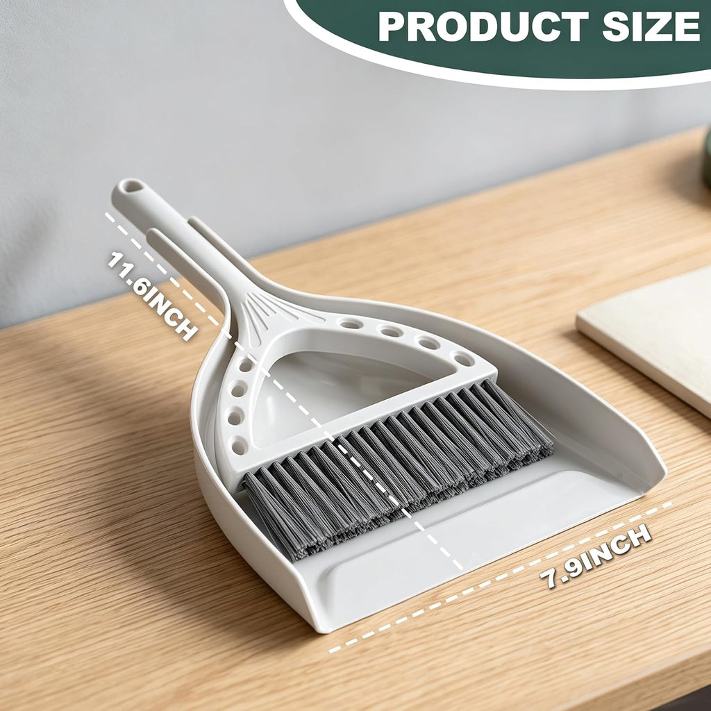 Mini Broom and Dustpan Set Small Hand Broom with Dust Pan and Brush White