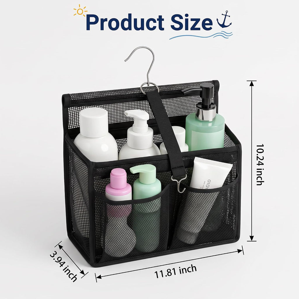 Magnetic Mesh Shower Caddy for Cruise Ships, Black