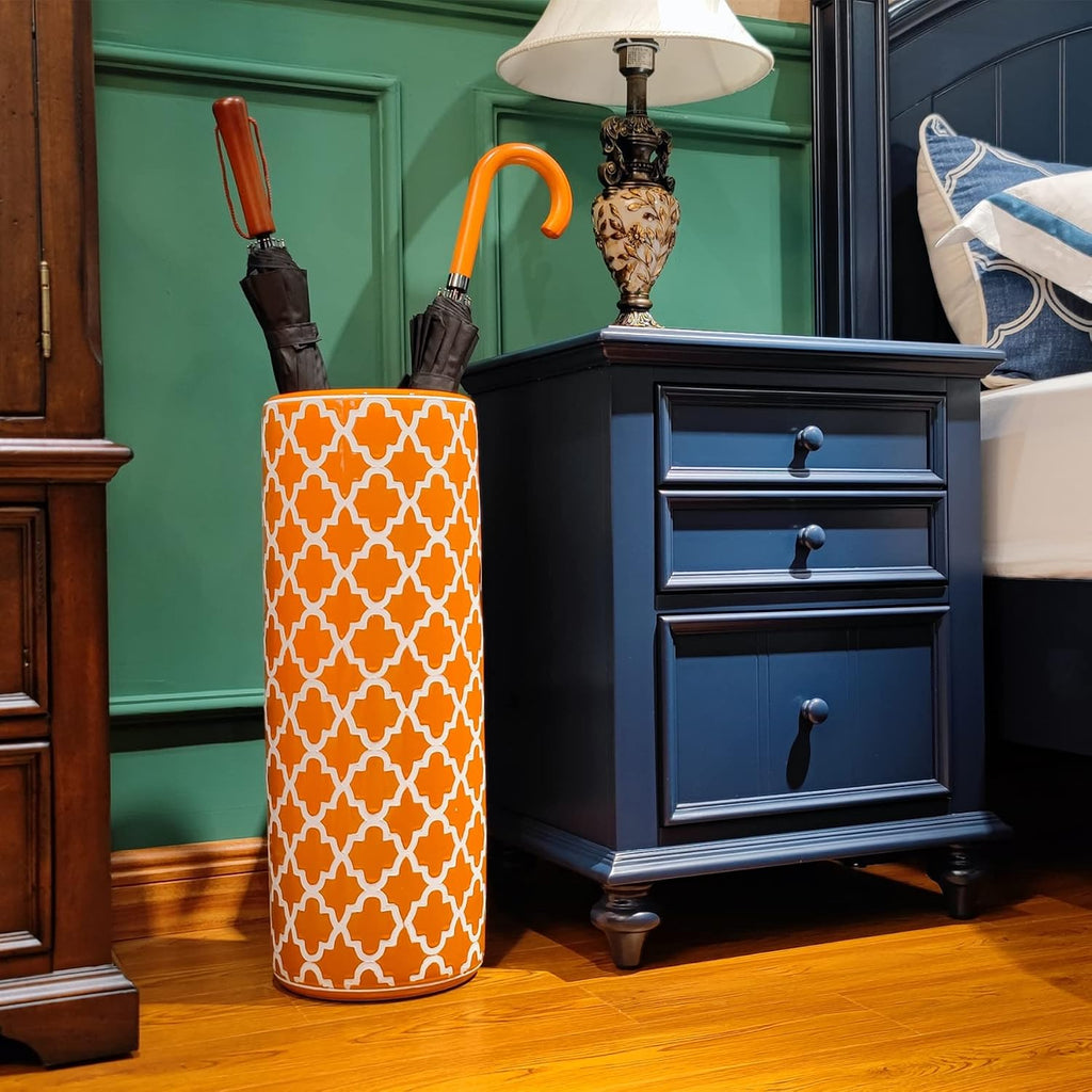 24" H Ceramic Umbrella Stand Contemporary for Entryway Storing Canes