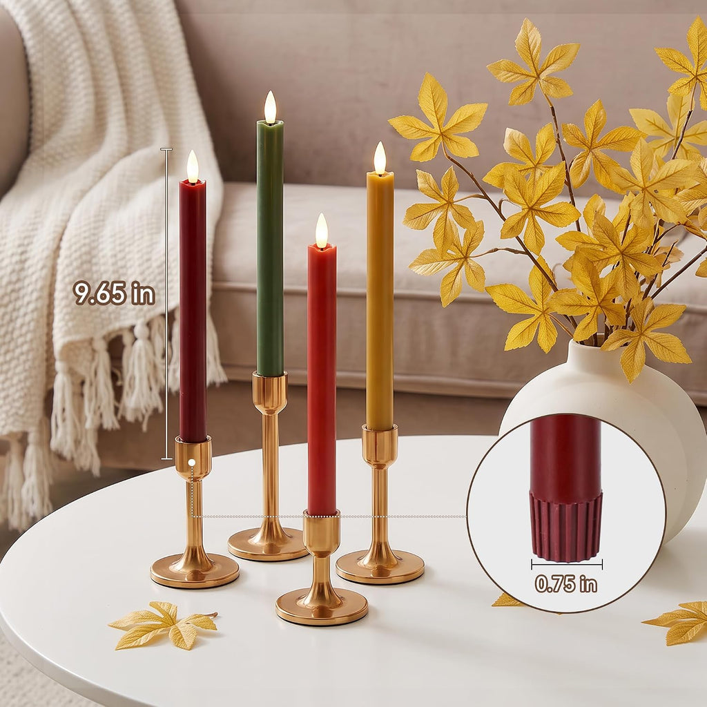 Fall Taper Candles Flameless Candle Sticks Battery Powered, Remote, 4 Pack