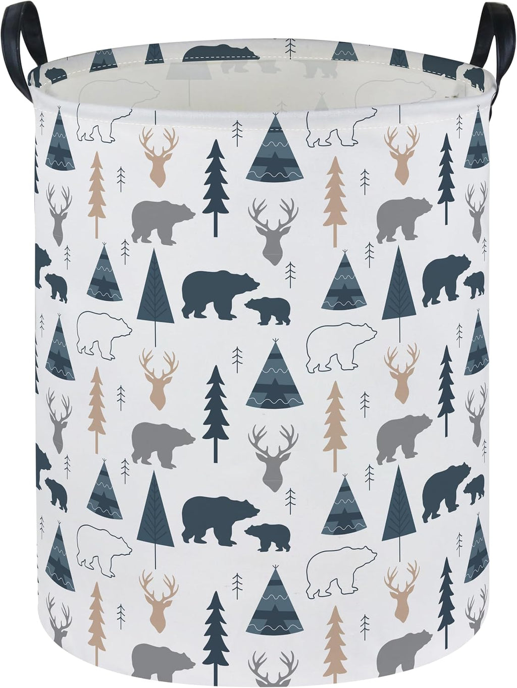 ESSME Kids Laundry Basket,Bear Hamper Collapsible Canvas Waterproof Storage Bin forBoys, Woodland Hamper,Gift Baskets(Bear)