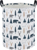 ESSME Kids Laundry Basket,Bear Hamper Collapsible Canvas Waterproof Storage Bin forBoys, Woodland Hamper,Gift Baskets(Bear)