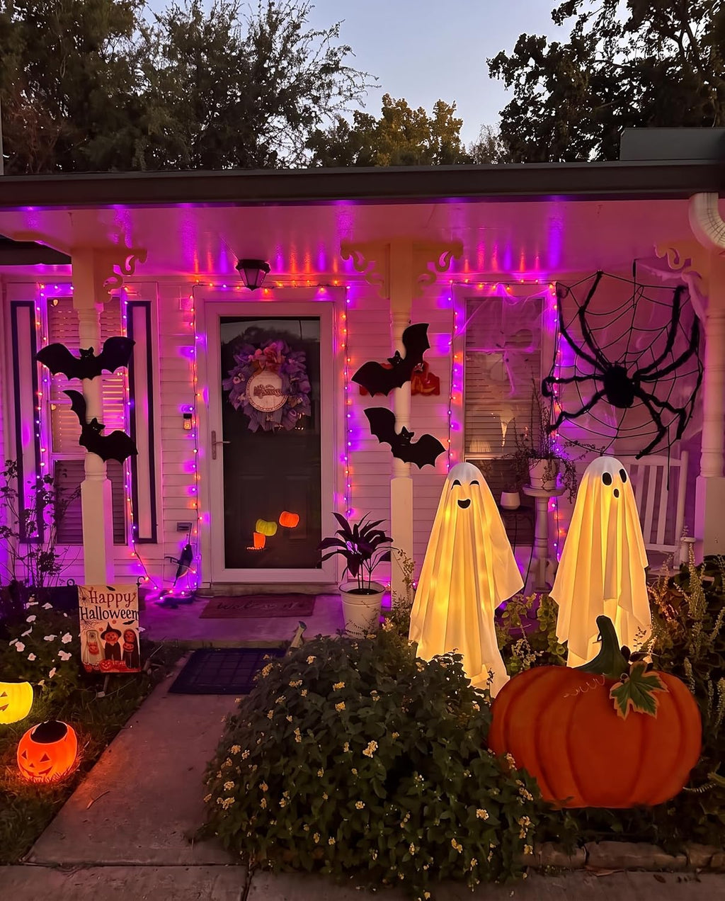 Halloween Lights 20FT 100 Count, Purple and Orange Outdoor String Lights