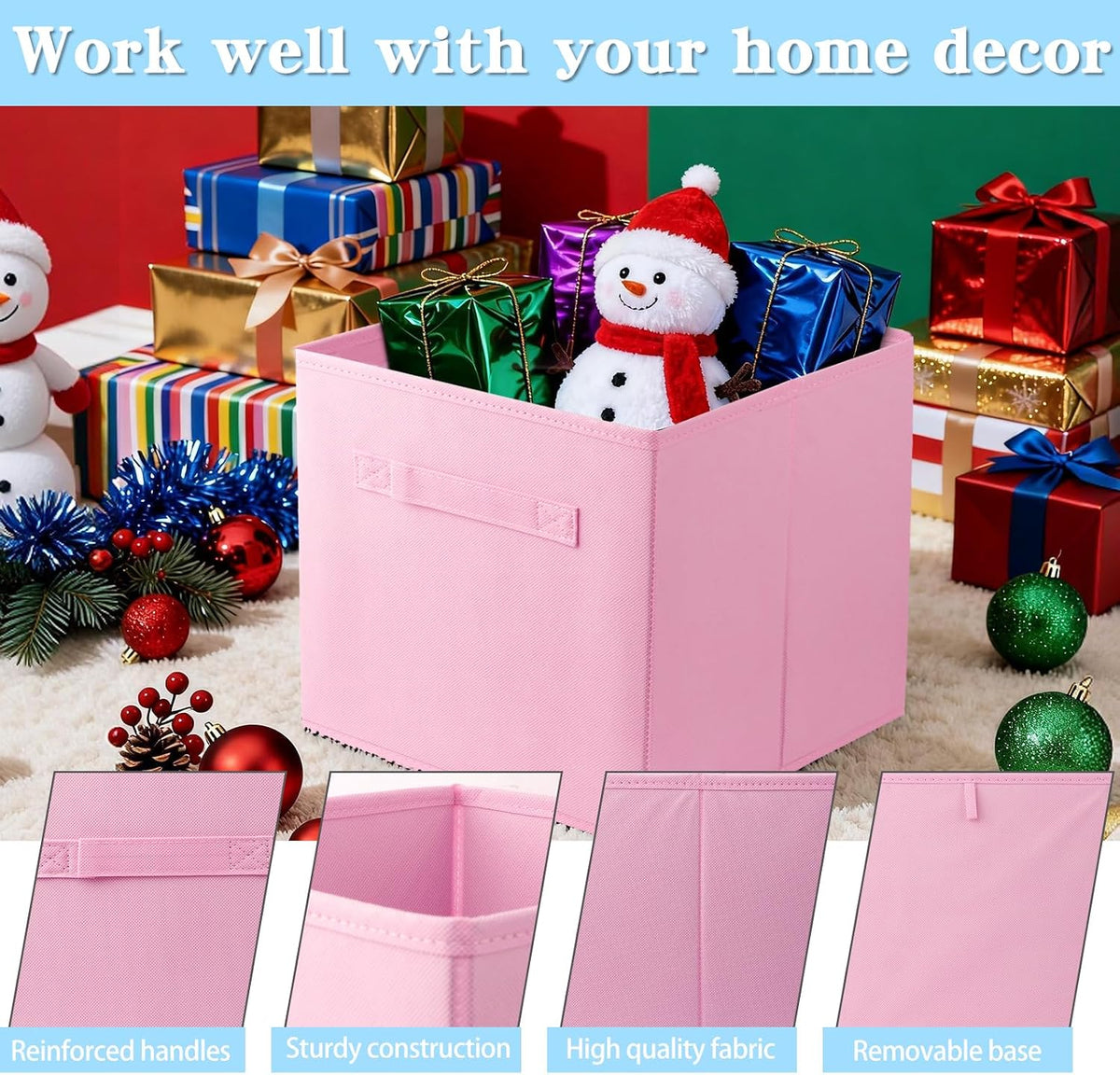 10.5" Collapsible Storage Cubes, Fabric Foldable Storage Bins With Handles