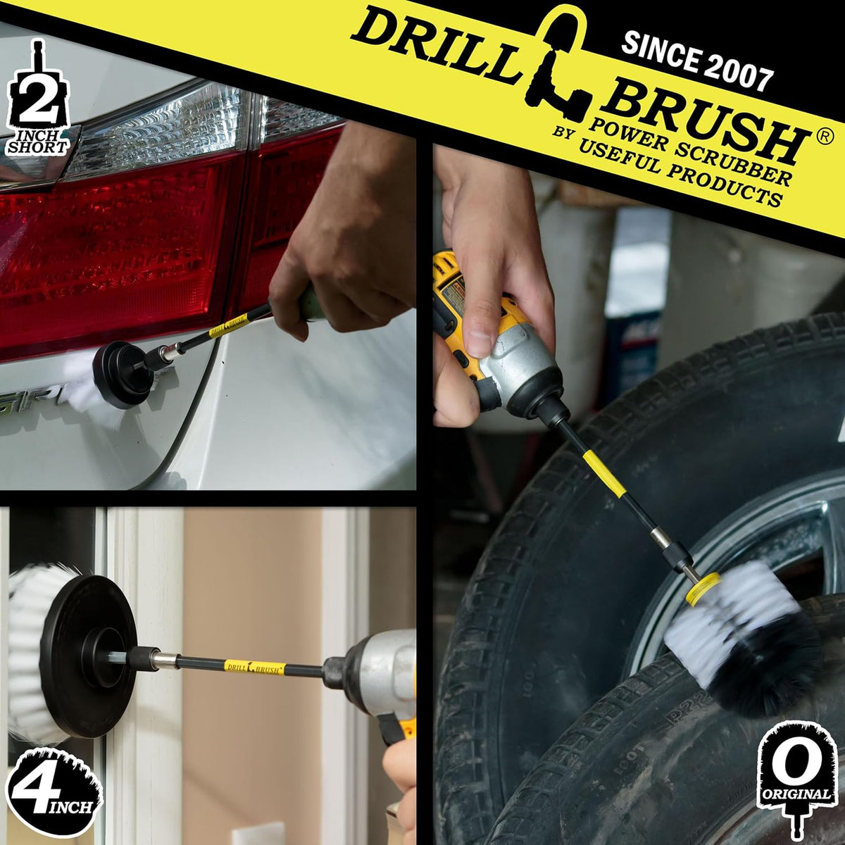 Drill Brush Car Washing and Detailing Power Brush Kit with Long-Reach
