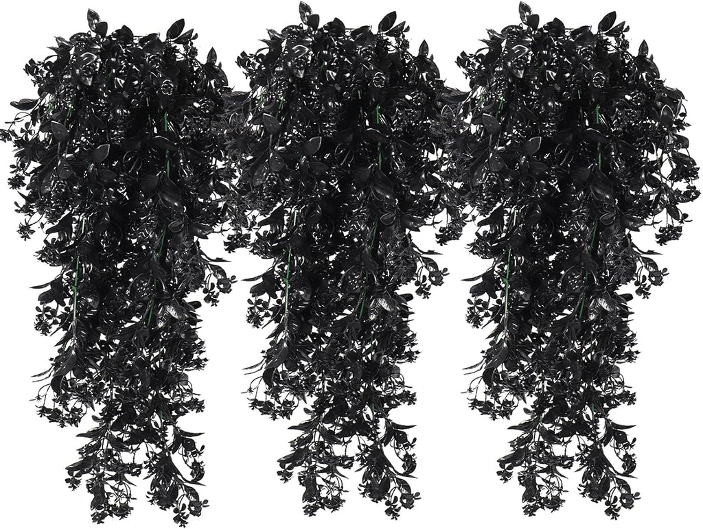 SJL Black Artificial Hanging Plant Faux Ivy Flower Fake Hanging Flowers