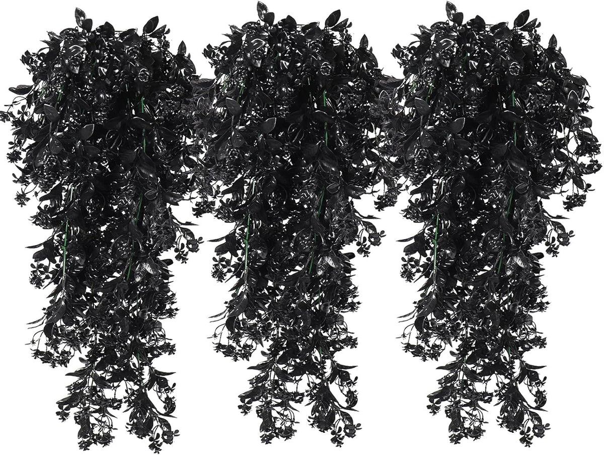 SJL Black Artificial Hanging Plant Faux Ivy Flower Fake Hanging Flowers
