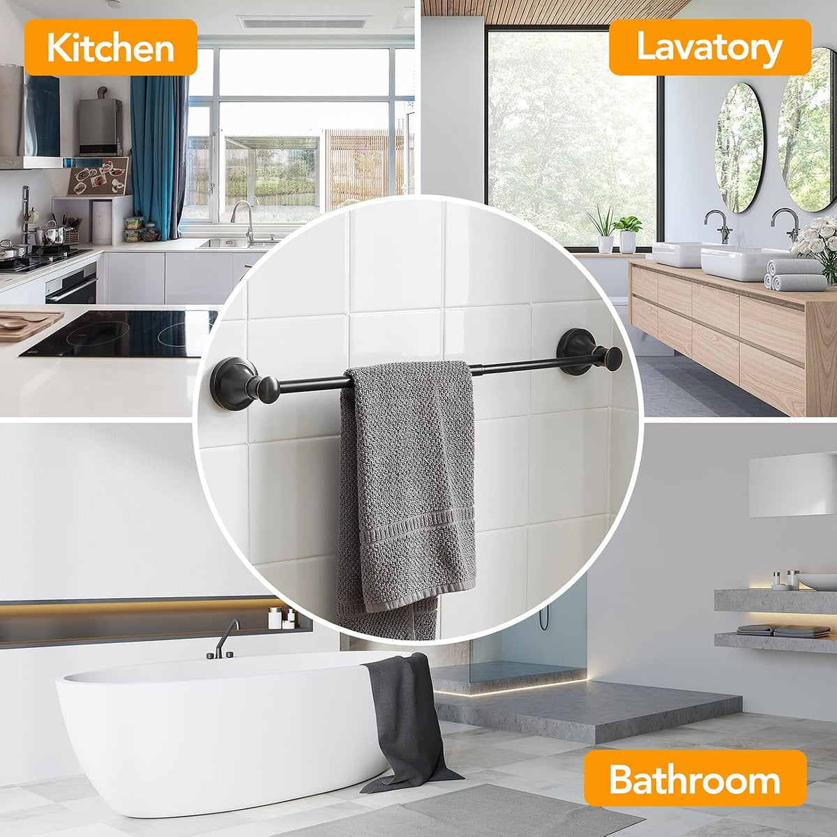 BESy Towel Racks for Bathroom Wall Mounted Bath Towel Bar Oil Rubbed Bronze