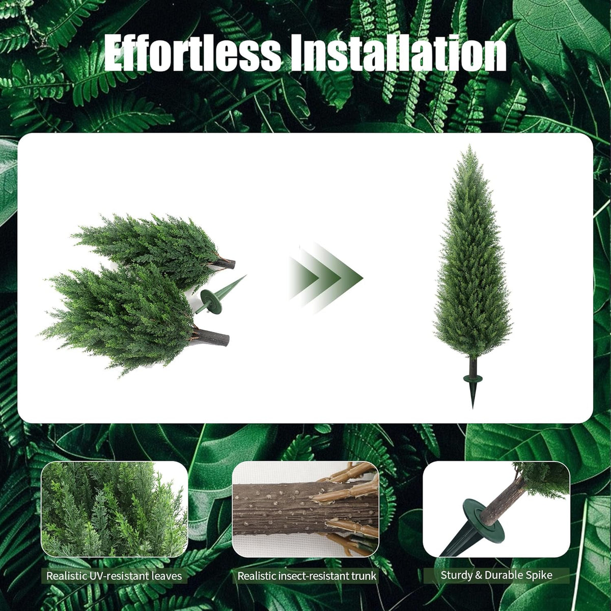 4ft Artificial Cedar Topiary UV Resistant Trees Set of 2 with Ground Spike
