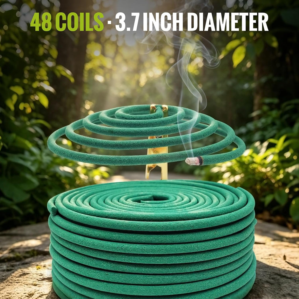 Citronella Coils 48 PCS – Citronella Incense Coil with Holder, Citronella Incense Coils Outdoor for Home Outside, Pool Side, Patio, Camping, Porches, Courtyards – Long Lasting Natural Scent