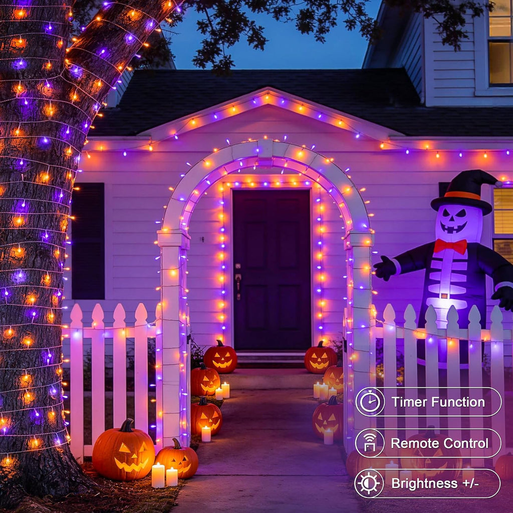 JMEXSUSS 33FT 100 LED Orange and Purple Halloween Lights