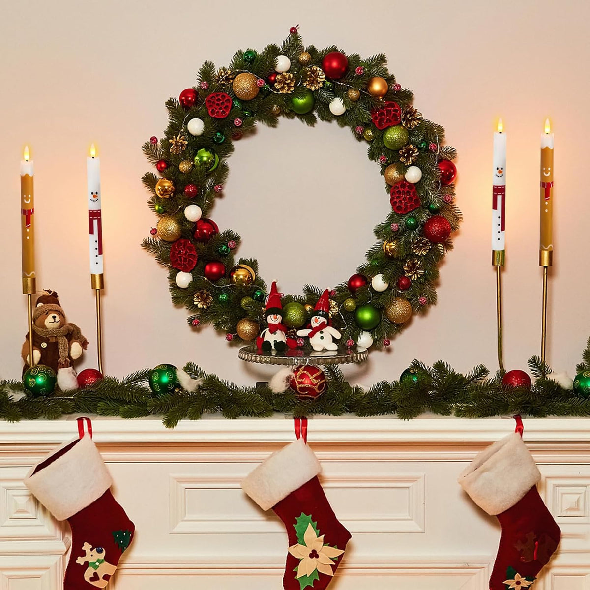 Christmas Flameless Taper Candles Battery Operated with Remote Timer