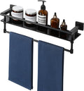 Alise Bathroom Shelf with Towel Bar, 20" Wall Mounted Glass Bathroom Shelf