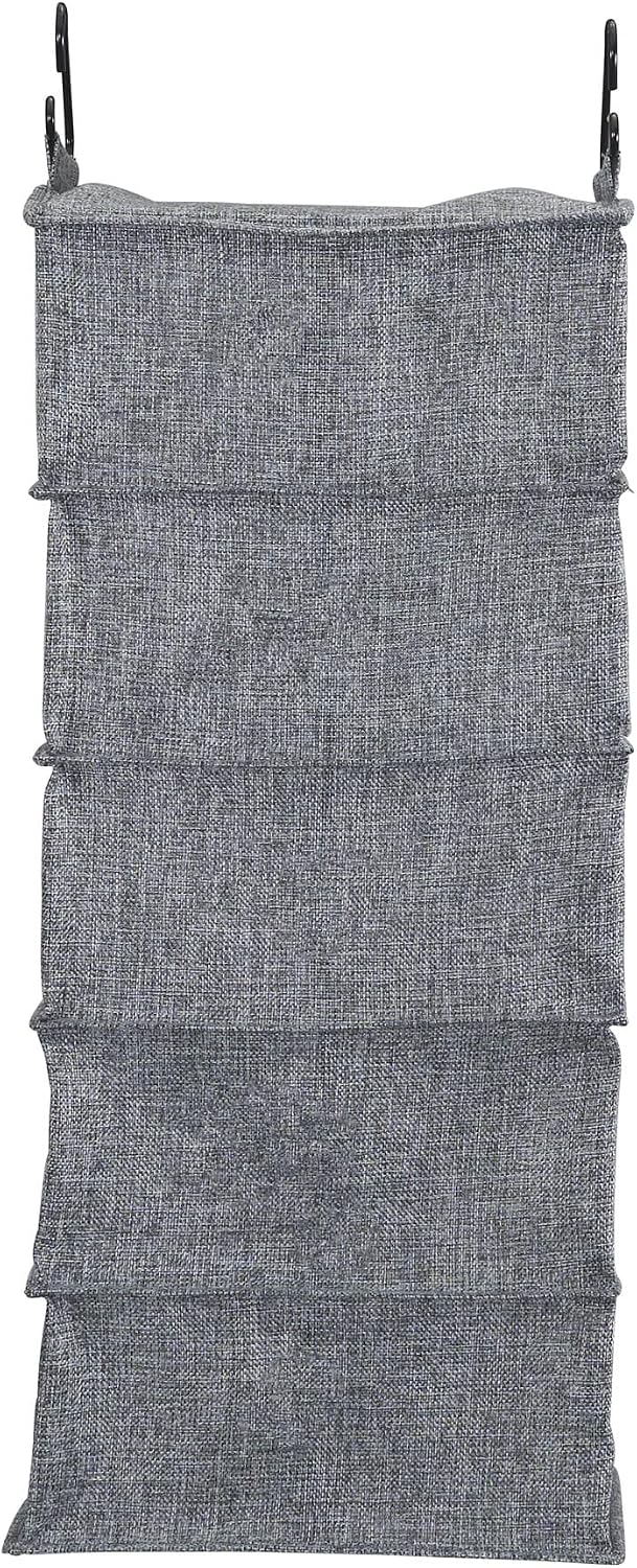 Household Essentials 10 Pocket Double Hang Canvas Shoe Organizer Side‑by‑Side Hanging Storage, Gray