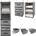 2-in-1 Durable 6-Tier Hanging Shelves Closet Organizer with 4 Removable Drawers,2 Separable 3-Shelf Hanging Clothes Storage Organization Space-saving for Clothing Rack,Bedroom,Bathroom,Guestroom,Dorm