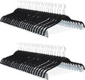 Amazon Basics Velvet Non-Slip Skirt Clothes Hangers with Clips, 360 Degree Rotatable Hook, Sturdy Construction, Organize Pants and Skirts, Black/Silver, 50-Pack