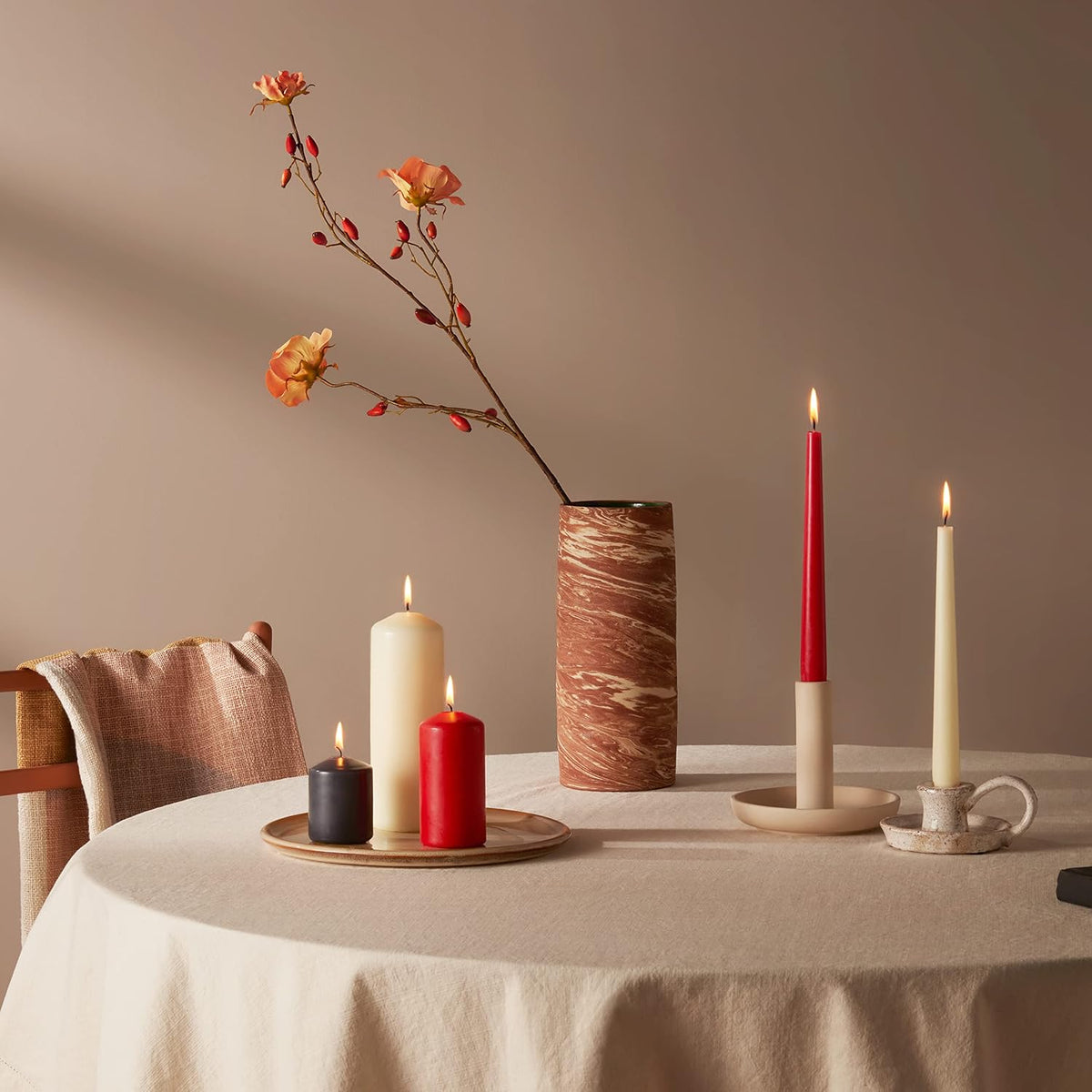 Bolsius Smooth Taper Candles - Ivory - Pack of 32 - Decorative Household Candles - Burning Time 7 Hours - Unscented - Contains Natural Vegan Wax - Without Palm Oil - 24.5 cm