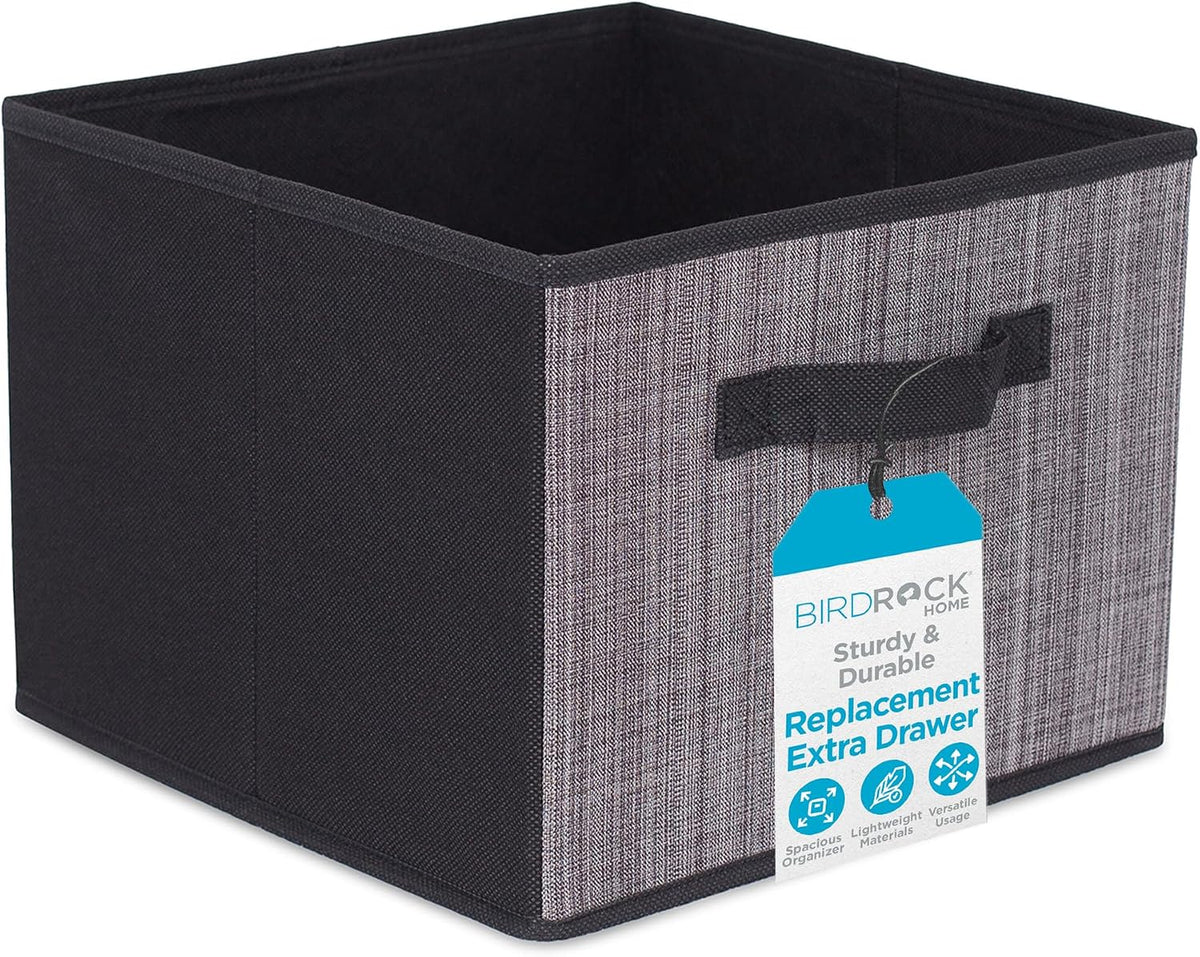 Internet's Best Replacement Extra Drawers for Hanging Closet Organizer - Canvas Storage Bins for Clothes, Sweaters, Shoes, Accessories - College Dorm Room Essentials, Small Space Organizer - Grey