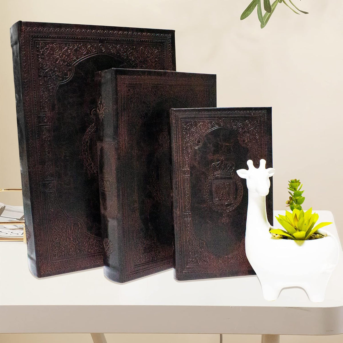 Decorative Book Box Set of 3,Vintage Style Book Shaped Storage Box