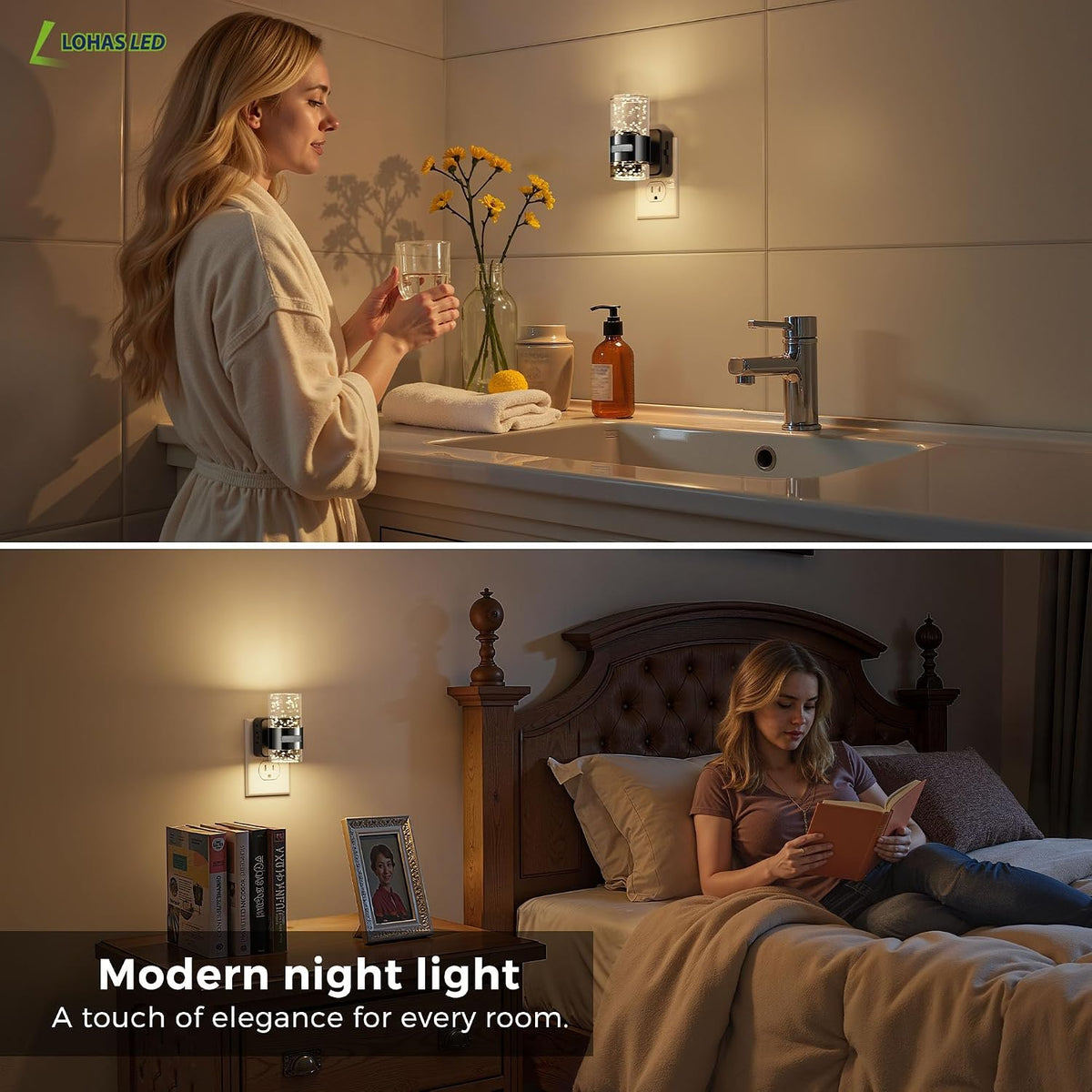 L LOHAS LED Motion Sensor Night Light,Dimmable Night Lights Plug into Wall