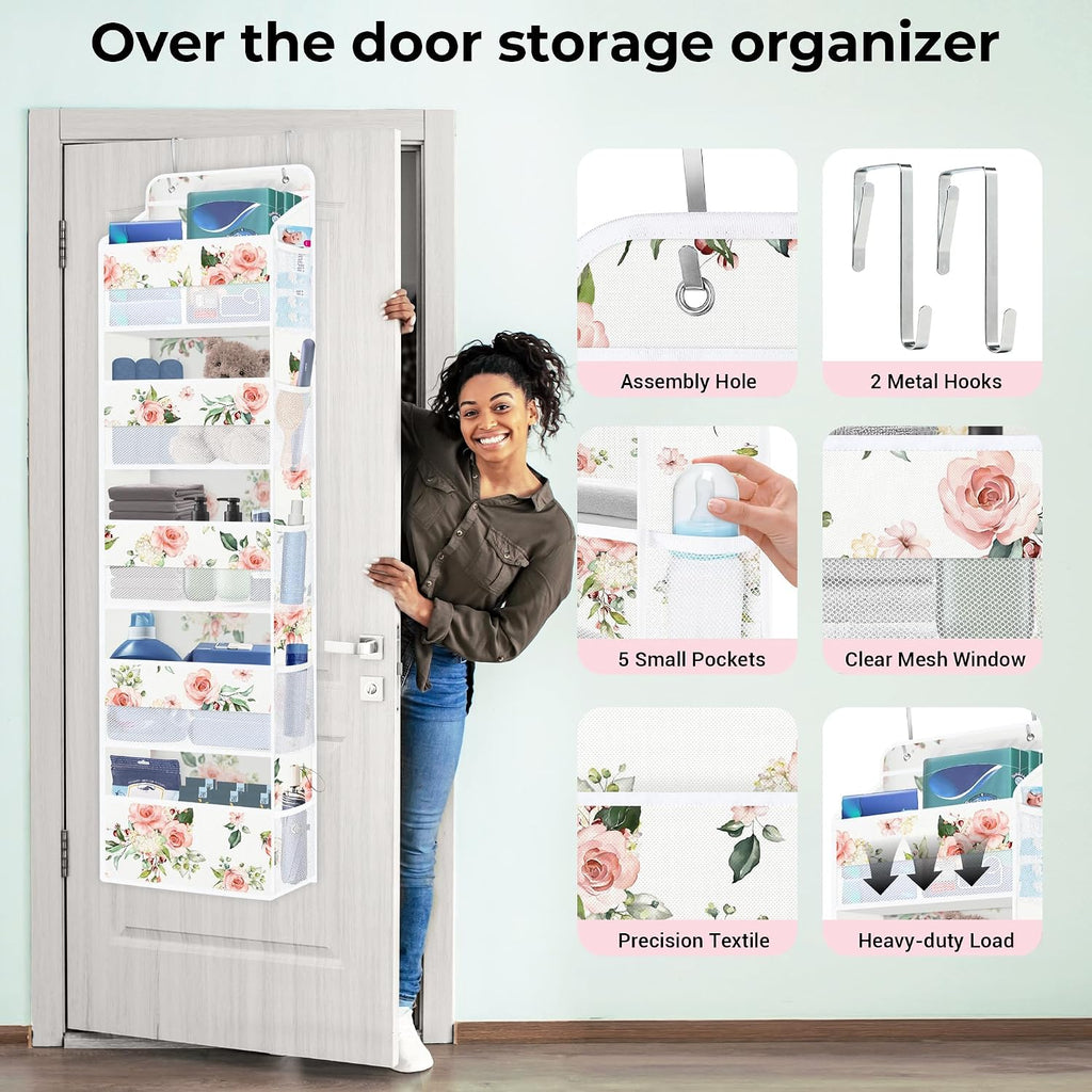 Clastyle Over the Door Organizer Diaper Toy Nursery Hanging Shelf, Rose