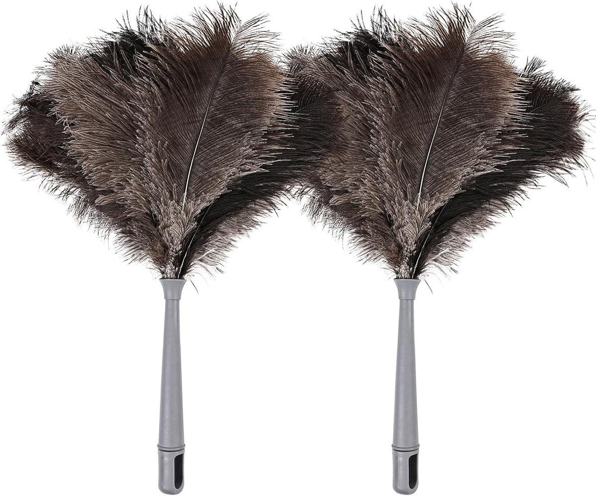Feather Duster-Genuine Ostrich Feathers,Anti-Static,Reusable Eco-Friendly Handheld Cleaning for Keyboard,Home,Car,Office(17Inch,2Pack)