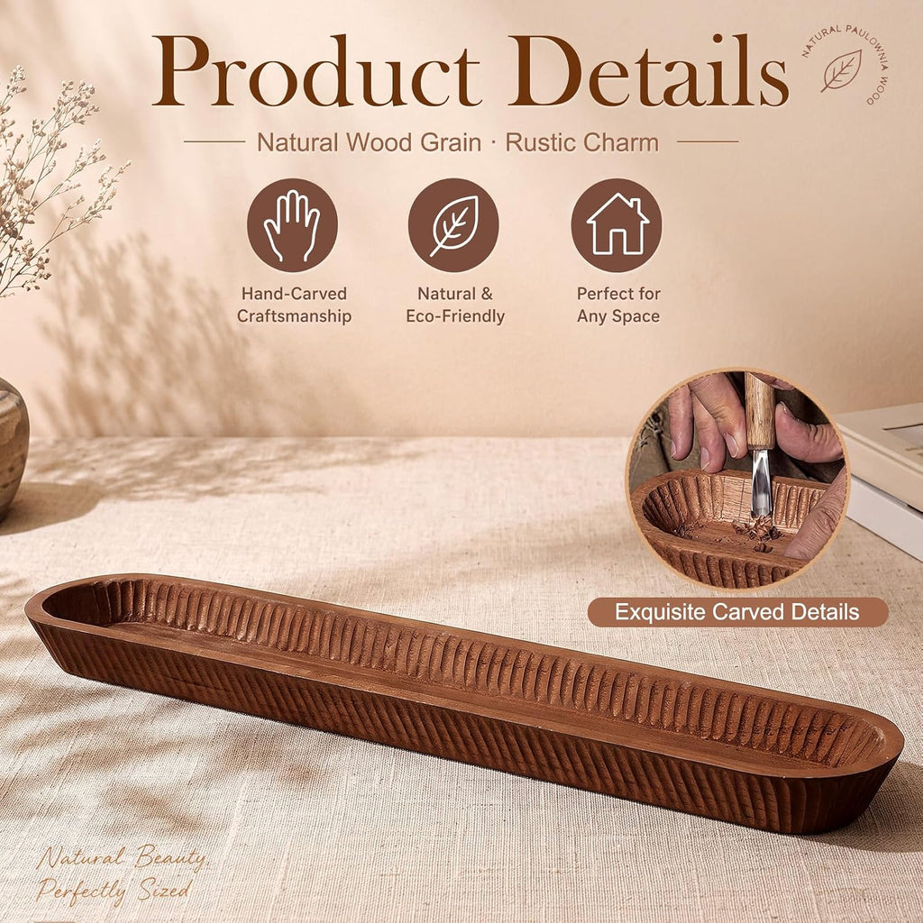 30 Inch Large Decorative Wooden Dough Bowl Decor, Oval