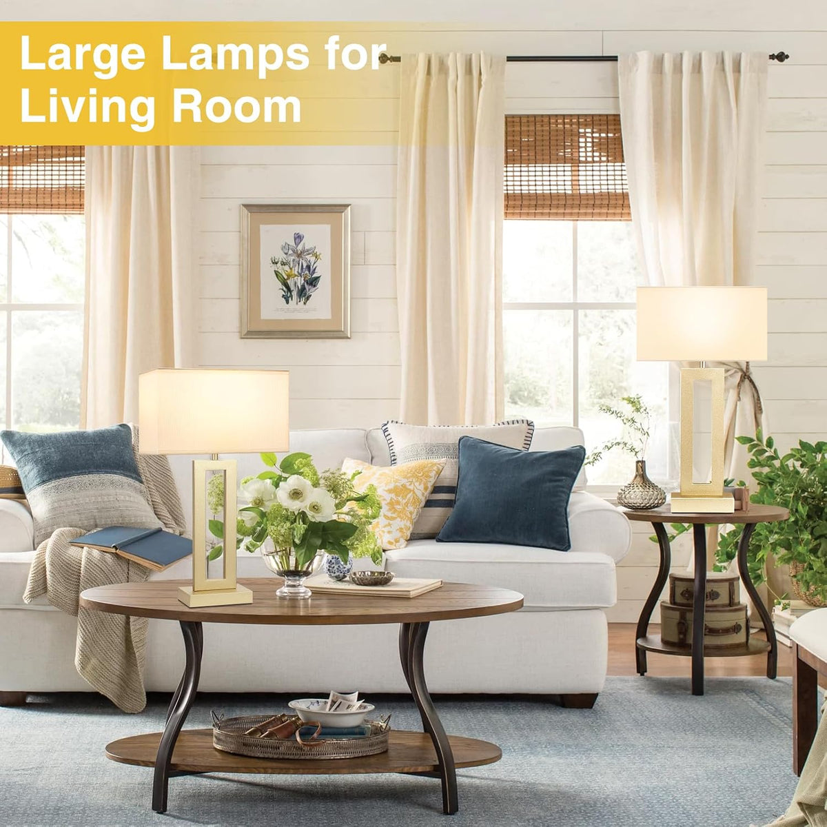 22" Tall Touch Lamps for Nightstand with USB C+A, 3 Way Dimmable Gold Lamp