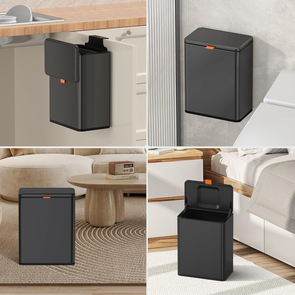 Mbillion 2.1 Gal Brushed Black Hanging Stainless Steel Compost Bin