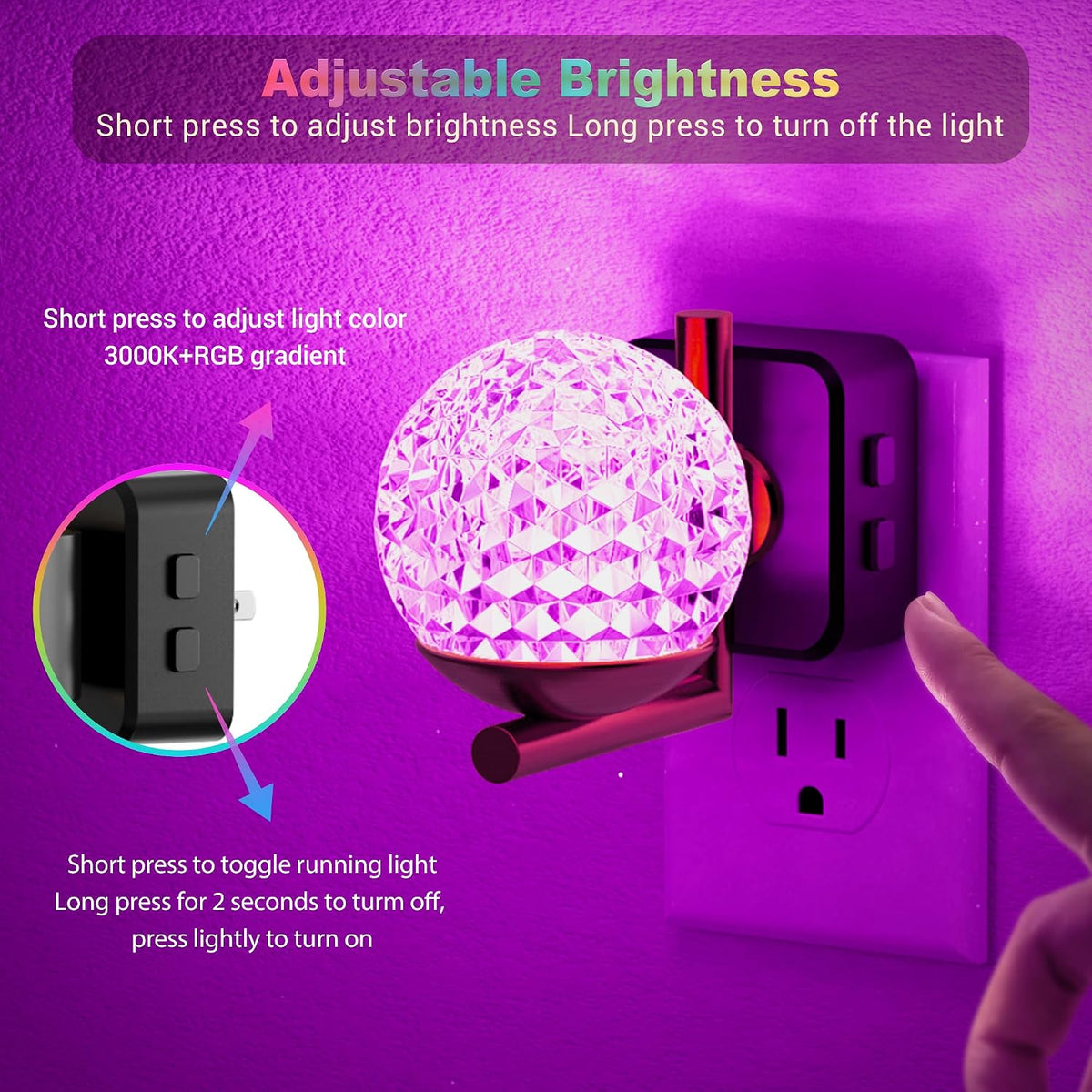 JandCase LED Night Light, 3000K Warm White & RGB Color Changing Night Light