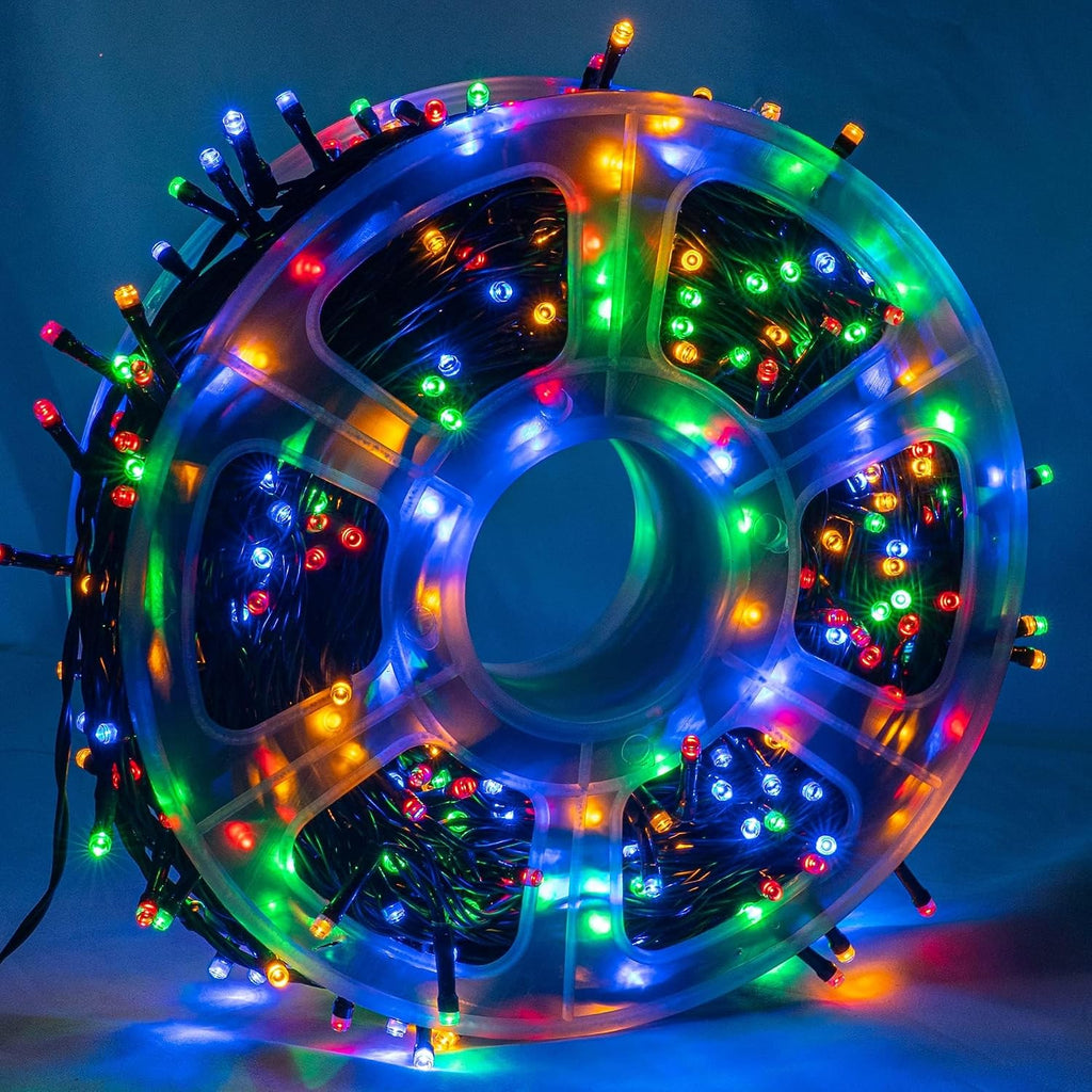 FUNPENY 164FT 500 LED Christmas Indoor Outdoor Decorative String Lights, 8 Modes Waterproof Green Wire LED Fairy Light for Xmas Party Wedding Garden Home Decoration (Multi-Colored)