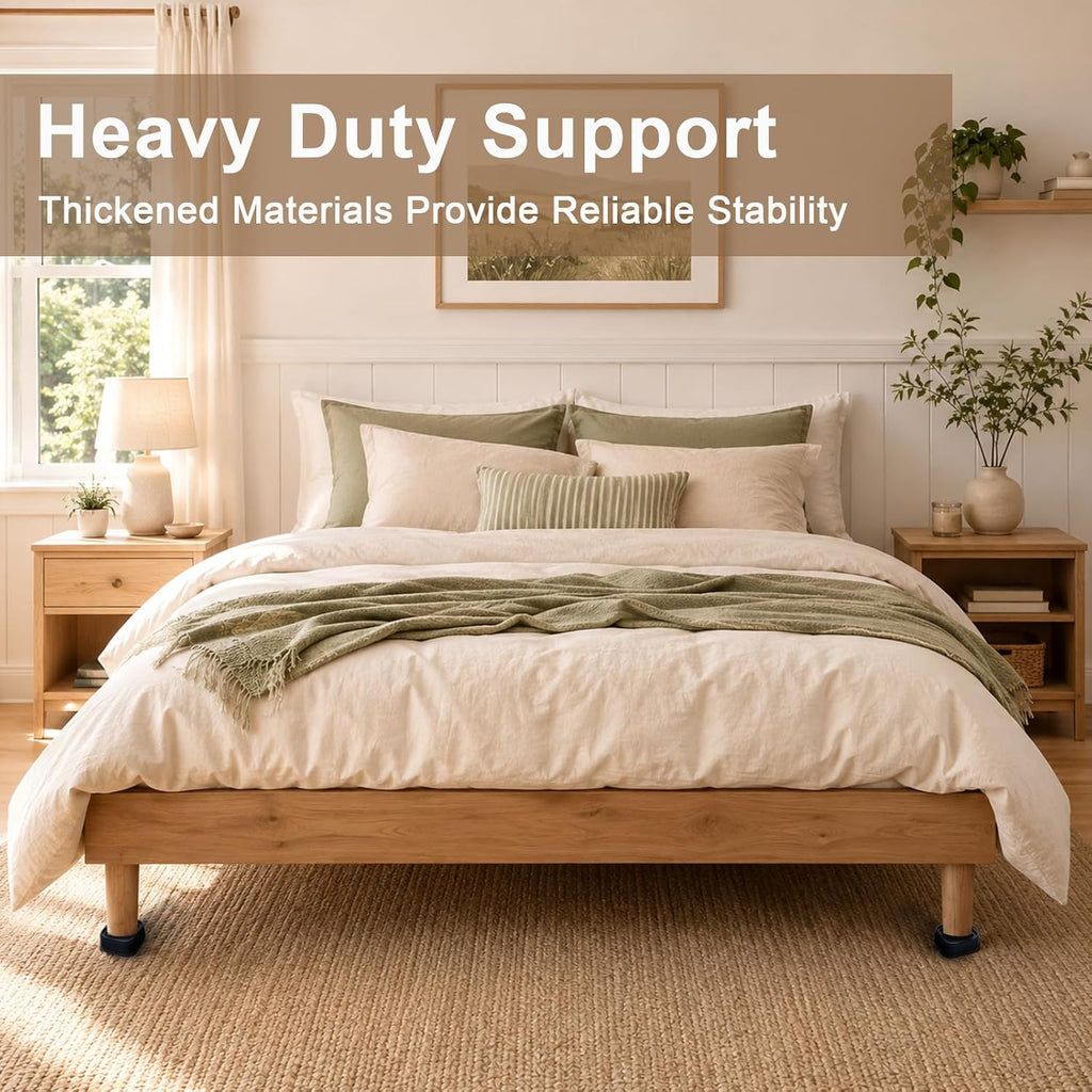4 Pack Heavy Duty Adjustable Furniture Risers, Stackable Bed Risers Black
