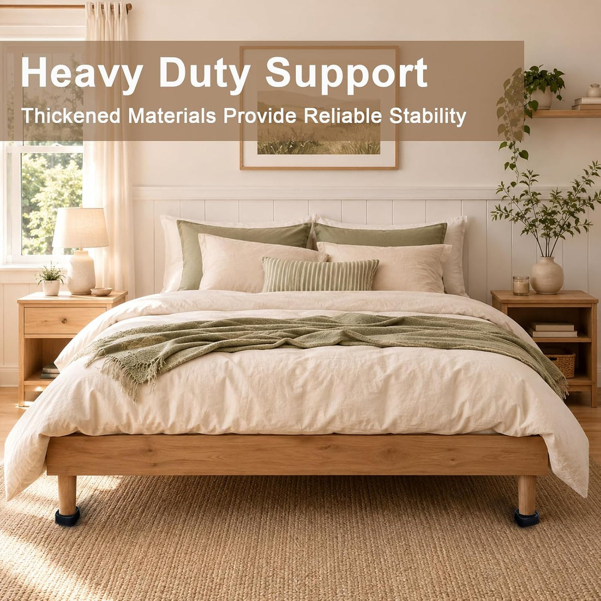 4 Pack Heavy Duty Adjustable Furniture Risers, Stackable Bed Risers Black