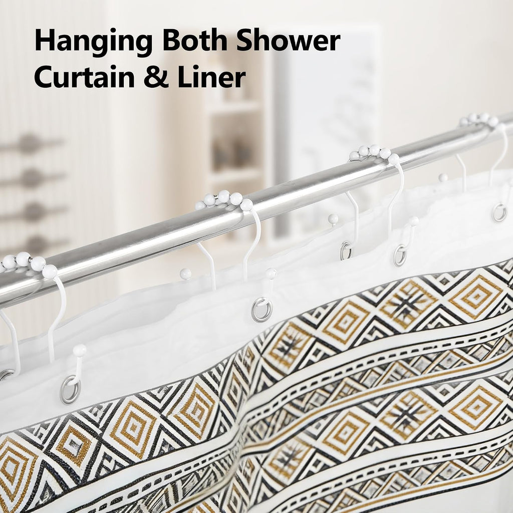 Resze 12PCS Shower Curtain Hooks, Sturdy Metal Shower Curtain Rings(White)