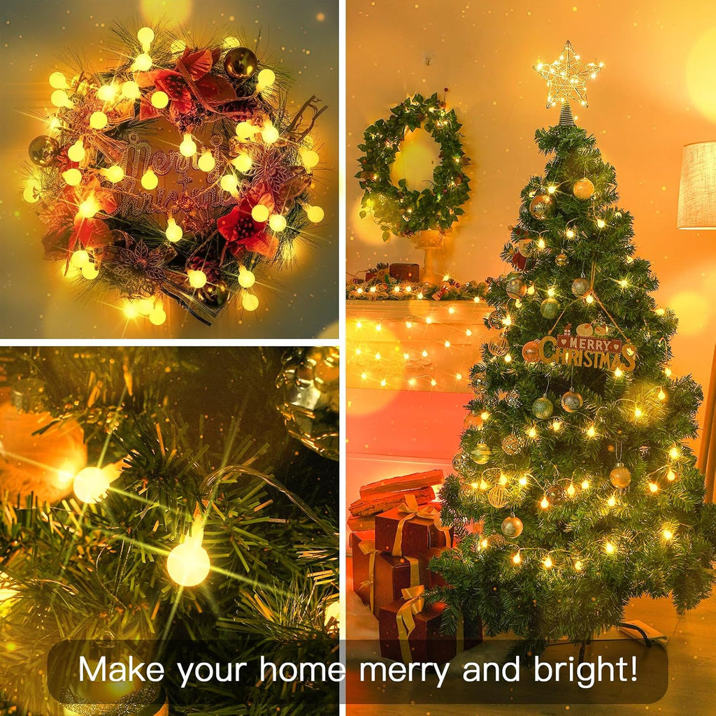 suddus 50 LED Globe String Lights Battery Operated with Remote Warm White