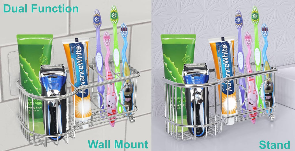 Simple Houseware Stainless Steel 6 Slots Adhesive Wall Toothbrush Holder