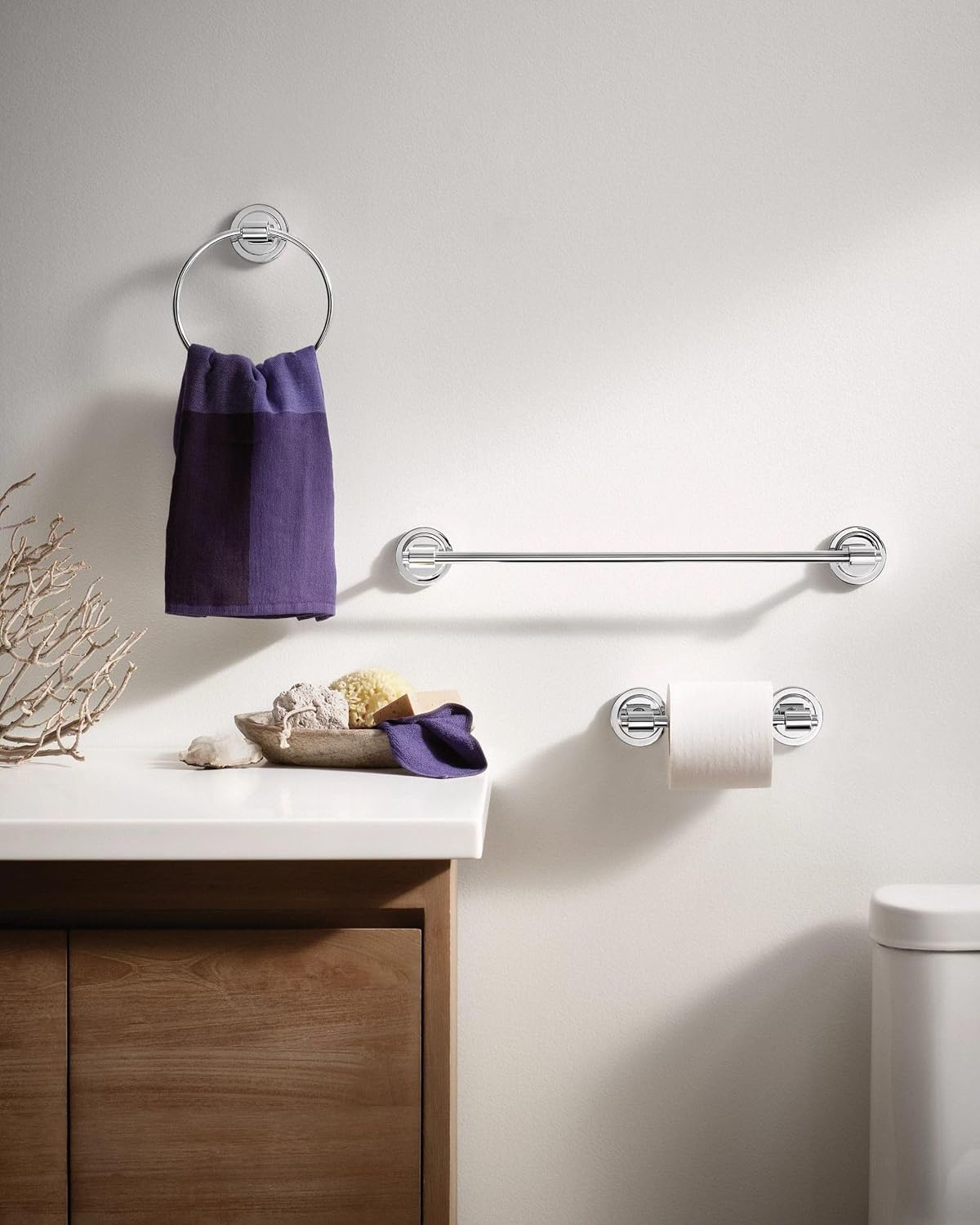 Moen DN0708CH Iso Collection Double Post Modern Pivoting Toilet Paper Holder, Chrome