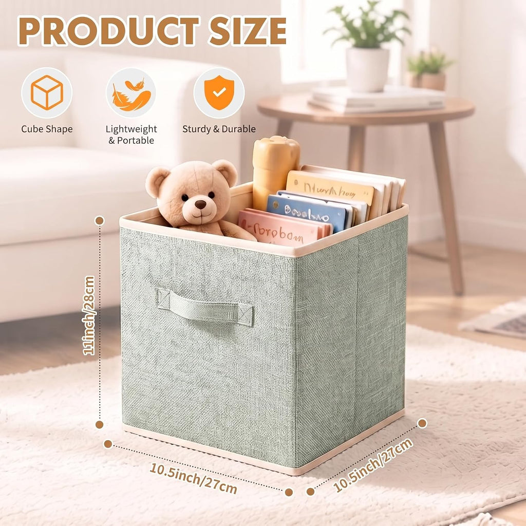 ShellKingdom Storage Bins, Foldable Linen Storage Cube, 2 Pack, Light Green