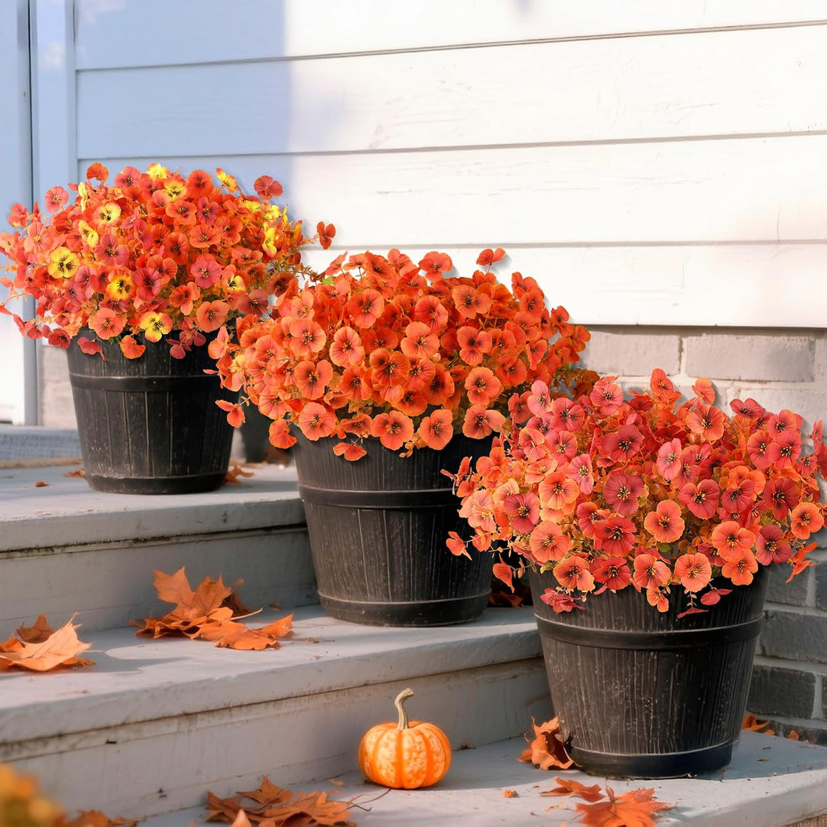 INQCMY Artificial Pansy Fall Flowers for Outdoors Decoration Faux Mums