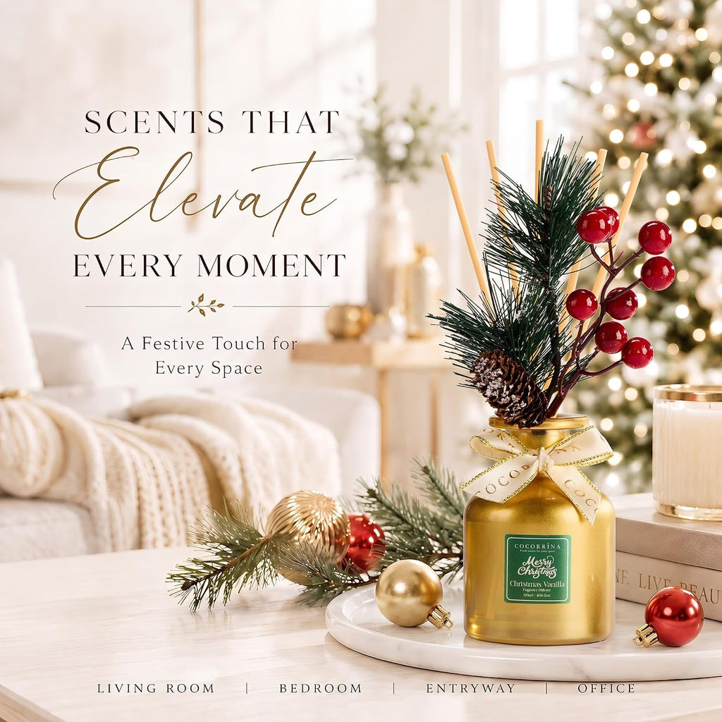 COCORRÍNA Reed Diffuser Set, Christmas Vanilla, 4.06 fl oz