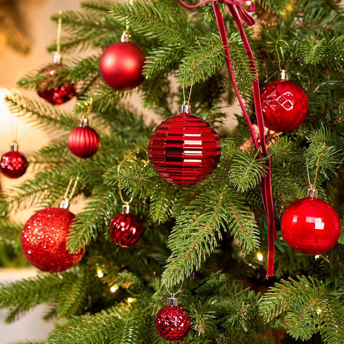 JORNOY 47CT Christmas Tree Balls Ornaments, Red